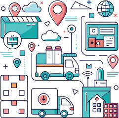 Flat social media and network icons set in vector style for web and communication design