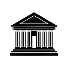 Obraz premium Black and white illustration of a classical building with pediment and columns
