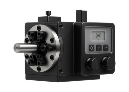 Multi-axis spring coiling machine with a rotating mandrel and electronic counter for a high-tech mechanical engineering lab