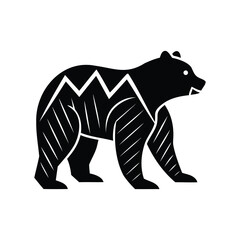 Stylized Black Bear with Mountain Silhouette Design for Logo or Artwork