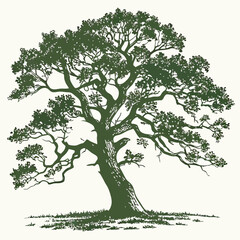 Obraz premium Majestic Oak Tree Silhouette green nature