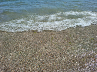 Waves at the Black Sea in July. In Mamaia, Constanta