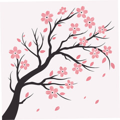 Fototapeta premium Cherry blossom tree with pink flowers branches nature