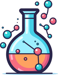 Colorful Science Flask with Molecules for Chemistry Research