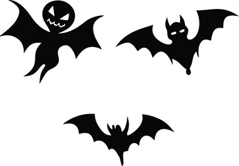 halloween silhouettes black icon and character