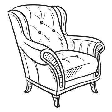 recommend clip art: Wingback armchair sketch furniture vintage