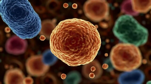 Microscopic organisms, infectious disease, cells in a cluster