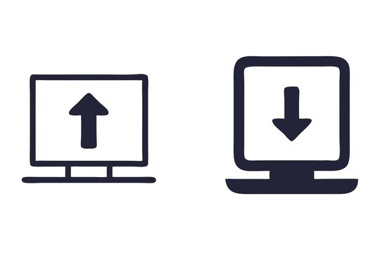 Download and upload icon, Sign, Symbol. Downloading and uploading. Receive and sent data from remote. File transfer, Data transfer, ftp, Internet Data symbol. Vector
