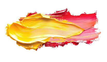 abstract yellow and red paint stroke on white background