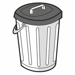 Gray trash receptacle with lid and handle trash can