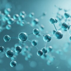 Molecular Structure Illustration with Blue and Green Tones