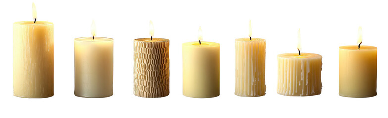 candle set, burning light, isolated on white background.