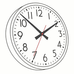 Classic analog clock face with black hands time numbers