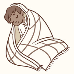 Person wrapped in a cozy blanket warm comfort