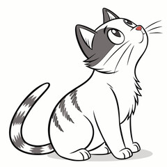 Cute cartoon cat looking up kitten animal