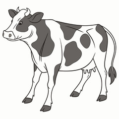Black and white spotted cow standing bovine mammal