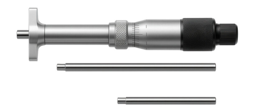 Inside micrometer with extension rods and a locknut for bore measurements in a mechanical engineering lab.