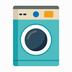 Teal washing machine with circular door and control panel appliance laundry