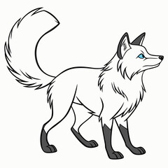 White fox with blue eyes and dark paws arctic fox white fur