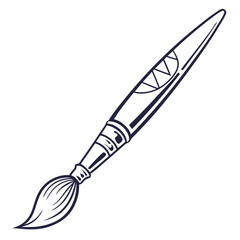 Dark blue tapered artist brush with detailed handle painting drawing