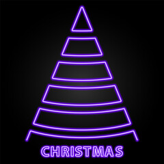 Fototapeta premium christmas tree neon sign, modern glowing banner design, colorful modern design trends on black background. Vector illustration.
