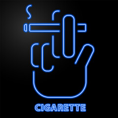 cigarette neon sign, modern glowing banner design, colorful modern design trends on black background. Vector illustration.