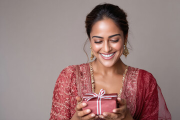 woman holding gift box on rakhi