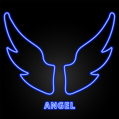 wings neon sign, modern glowing banner design, colorful modern design trends on black background. Vector illustration.