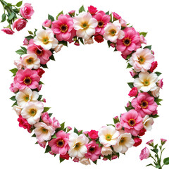 Circular Floral Arrangement with Pink and White Blossoms for Celebration or Decoration