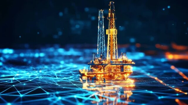 Futuristic oil rig utilizing advanced technology for optimized resource extraction and operational efficiency - Powered by Adobe