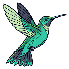 Emerald hummingbird in flight flying wings