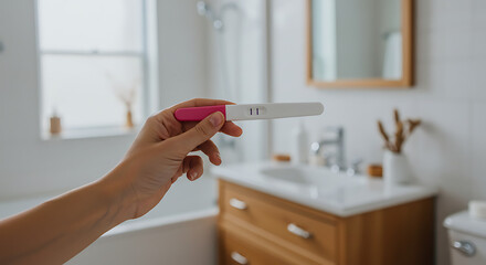 Positive Pregnancy Test Announcing the Joyful News of a New Life