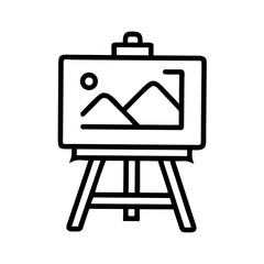 Wooden art easel with canvas and drawing artist painting