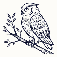 Majestic owl perched on a branch bird tree