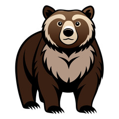 Brown bear standing on white background grizzly animal