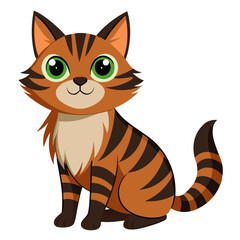 Adorable tabby cat with green eyes sitting orange brown