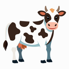 Spotted cow with brown patches and pink nose white