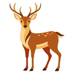 Brown deer with antlers on white background animal wildlife