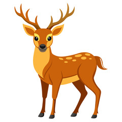 Brown deer with antlers and spots standing fawn animal