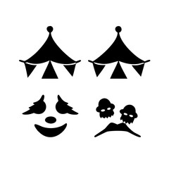 Fototapeta premium Circus tents and clown faces silhouette entertainment