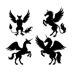 Majestic unicorn prancing with flowing mane horse fantasy