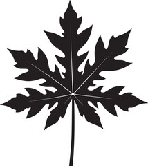 Papaya Leaf Vector Format – Black Exotic Foliage Silhouette Art