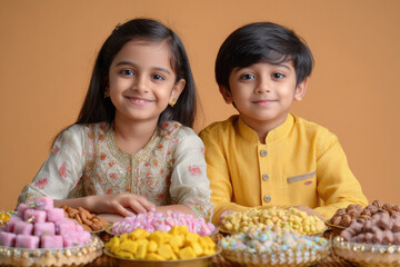 Indian siblings celebrating raksha bandhan
