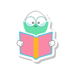 Cartoon child in glasses engrossed in reading a book, a vibrant illustration of a student's fun learning journey