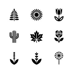 Obraz premium black botanical logo-style icons