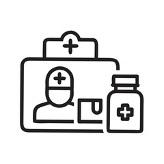 Medical personnel with first aid kit and medicine bottle healthcare nurse