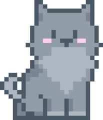 pixel illustration of a gray cat