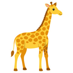 Naklejka premium Yellow giraffe with orange spots standing on white background animal