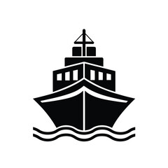 Marine Vessel Silhouette – Large Ship with Wave Design

