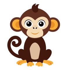 Obraz premium Cute cartoon monkey with big eyes animal primate